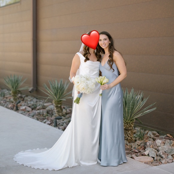 Show Me Your MuMu Anderson Maxi Dress - Steel Blue Luxe Satin - Picture 9 of 9